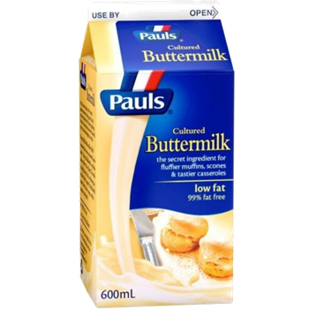 PAULS CULTURED BUTTERMILK LOW FAT 99% FAT FREE (600ML) PAULS CULTURED BUTTERMILK LOW FAT 99% FAT FREE (600ML)