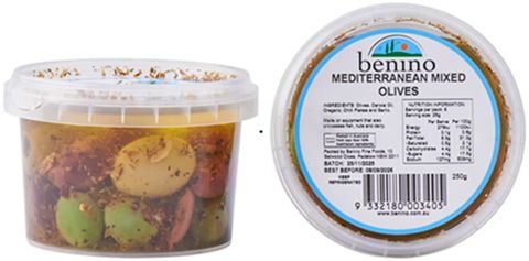 BENINO MEDITERRANEAN MIXED OLIVES (250G) BENINO MEDITERRANEAN MIXED OLIVES (250G)