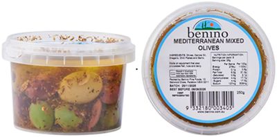 BENINO MEDITERRANEAN MIXED OLIVES (250G) BENINO MEDITERRANEAN MIXED OLIVES (250G)
