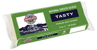 MAINLAND NATURAL CHEESE SLICES TASTY PREMIUM AGED CHEDDAR (90 SLICES - 1.5KG)