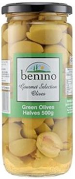 BENINO GREEN OLIVES HALVES (500G) BENINO GREEN OLIVES HALVES (500G)