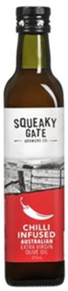 SQUEAKY GATE CHILLI INFUSED AUSTRALIAN EXTRA VIRGIN OLIVE OIL (375ML) SQUEAKY GATE CHILLI INFUSED AUSTRALIAN EXTRA VIRGIN OLIVE OIL (375ML)