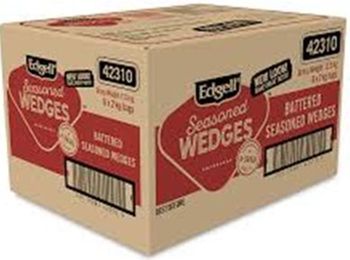 EDGELL SEASONED BATTERED WEDGES BOX (6 X 1.1KG BAGS)