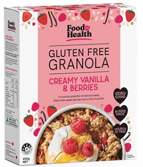 FOOD HEALTH GLUTEN FREE GRANOLA CREAMY VANILLA & BERRIES (400G)