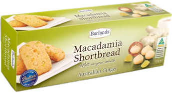 BORLANDS MACADAMIA AUSTRALIAN GINGER (125G)