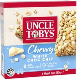 UNCLE TOBY'S CHEWEY WHITE CHOC CHIP MUESLIE BARS (6 X 185G)