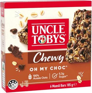 UNCLE TOBY'S CHEWEY OH MY CHOC MUESLIE BARS (6 X 185G)