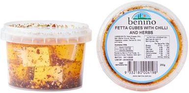BENINO FETTA CUBES WITH CHILLI AND HERBS (250G)