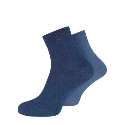 Kurzschaft-Socken Komfortbund "ohne Gummi" - Gr. 47/49 - jeansblau - 2er Pack