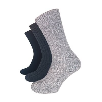 Skandinavien-Socken mit Frotteesohle - grau, anthra oder schwarz - Gr. 47/48 - 3er Pack