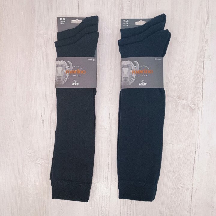 Feine Business-Kniestrümpfe aus Merino-Wolle –  marine - 3er Pack