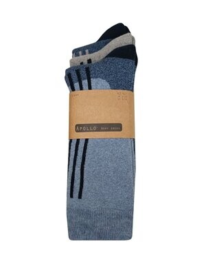 Vollfrottee-Socken mit sportlichem Design – Gr. 42/47 - jeans oder schwarz - 3er Pack