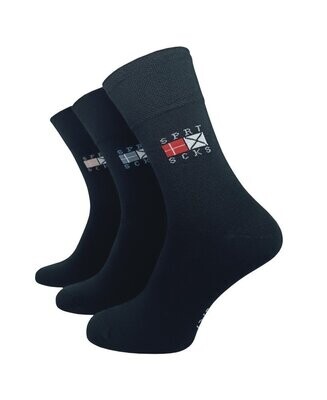 Socken mit Komfortbund "ohne Gummi" mit Motiv - schwarz - 3er Pack