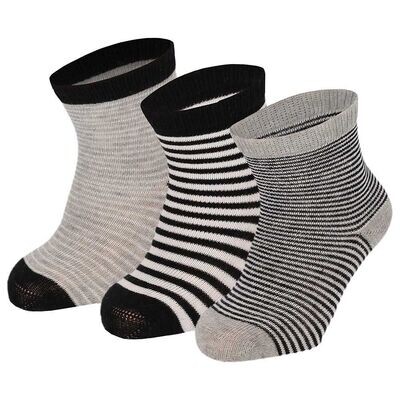 Baby Socken Streifen - grau - 3 Paar