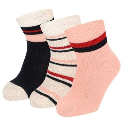 Baby Socken Streifen - lachs - 3 Paar