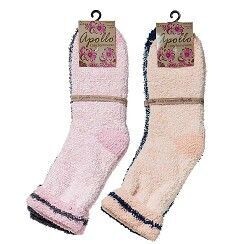 Damen Flausch-Socken Melange - lachs/blau oder rosé/grau - 2er Pack