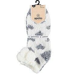 Damen Bett-Socken mit ABS - ecru/blaumelange - 2er Pack