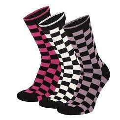 Damen Motivsocke - schwarz/lila - 3er Pack