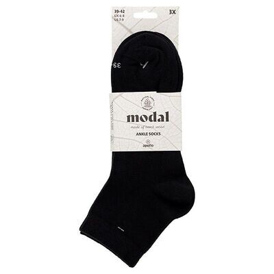 Kurzschaft-Socken aus weichem Modal – schwarz - 3er Pack