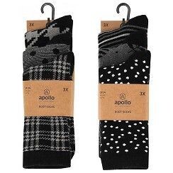 Vollfrottee-Socken mit Muster – schwarz/grau - 3er Pack