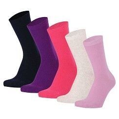 Kinder-Socke Gr. 23-38 - uni pink/blau/grau - 5 Paar