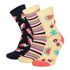 Kinder Socke Gr. 27-38 - Beach - gelb -  3 Paar