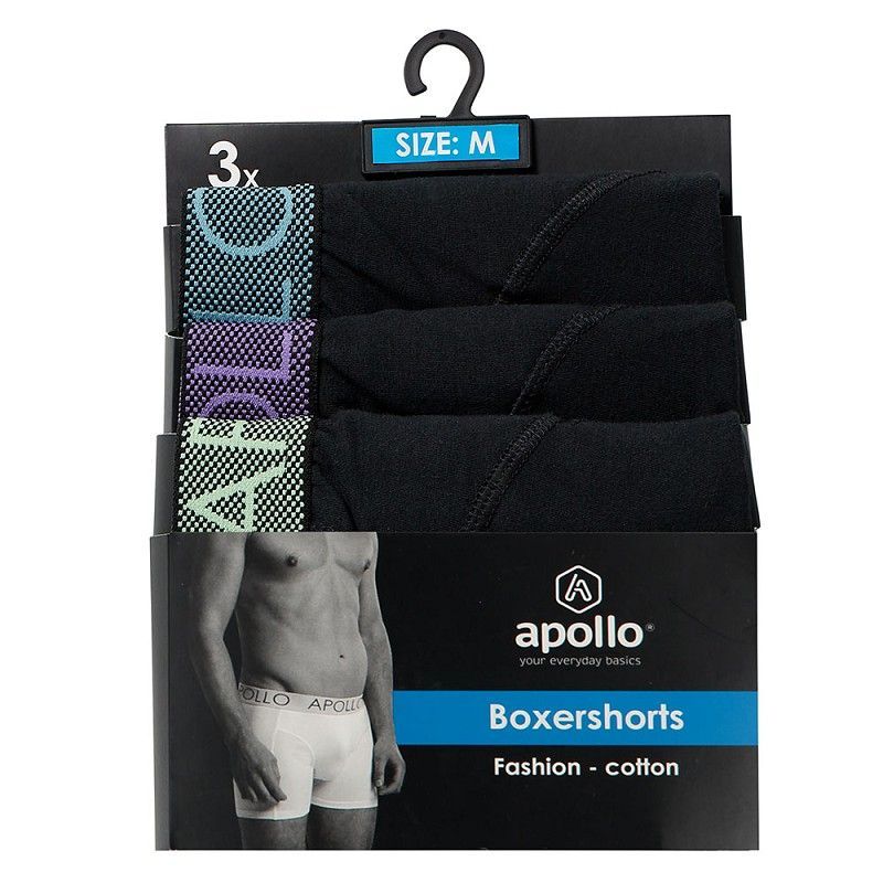 Boxershorts - schwarz mit farbigem Bund - 3er Pack