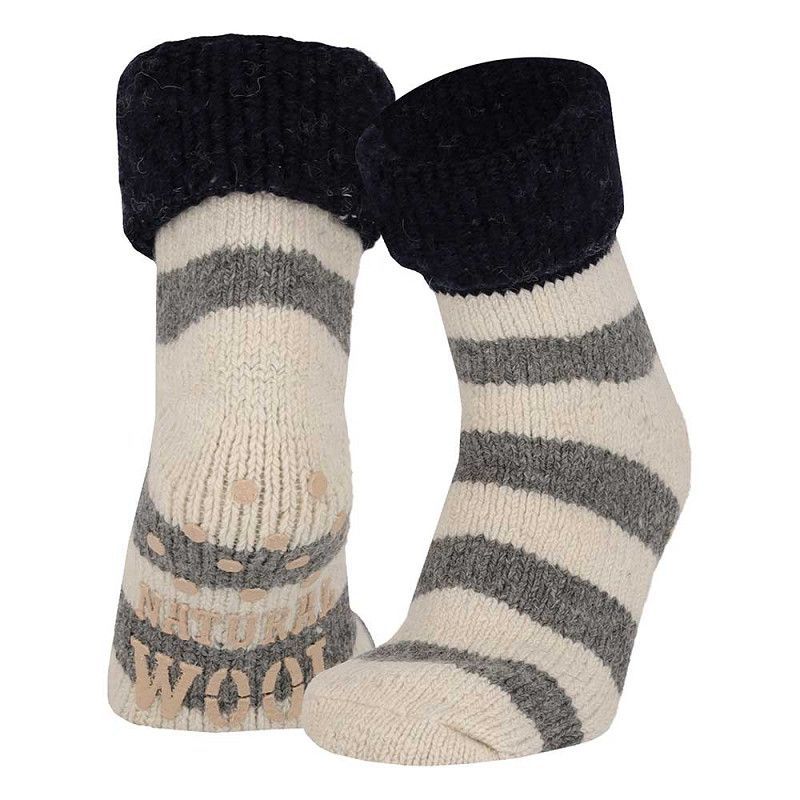 ABS-Woll-Socken - 47% Wolle - grau/beige - Gr. 39-42 - 1 Paar