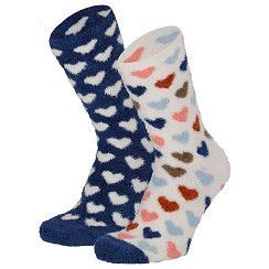 Damen Chenille-Socken - blau - 2er Pack Damen Chenille-Socken - blau - 2er Pack