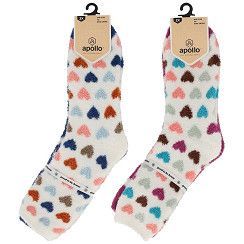 Damen Chenille-Socken - beere oder blau - 2er Pack