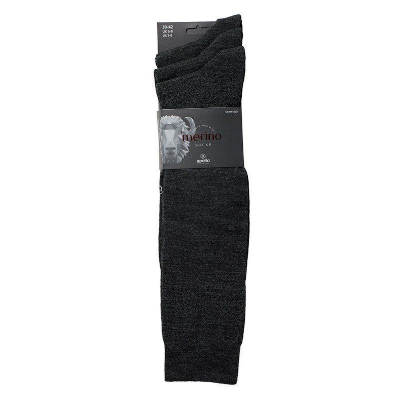 Feine Business-Kniestrümpfe aus Merino-Wolle –  anthra - 3er Pack