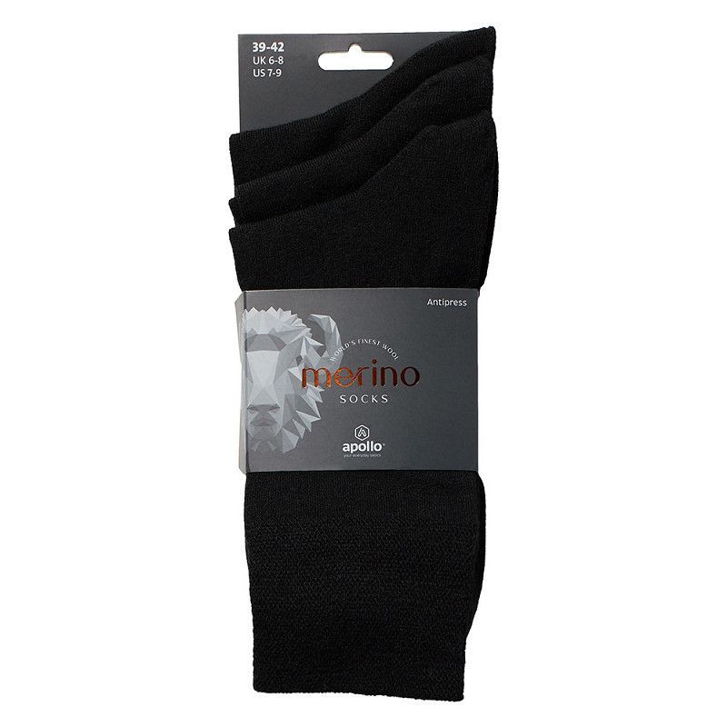 Feine Business-Strümpfe aus Merino-Wolle mit Komfortbund–  schwarz - 3er Pack