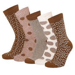 Damen Motivsocke - braun  - 5er Pack