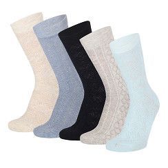 Damen Socke mit Strukturmuster - hellblau - 5er Pack