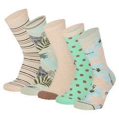 Damen Motivsocke - aqua/beige  - 5er Pack
