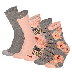 Damen Motivsocke - lachs/grau  - 5er Pack