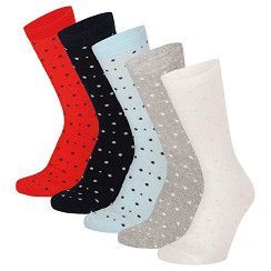 Damen Socke mit Punkten - rot/marine/...  - 5er Pack