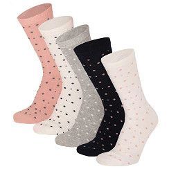 Damen Socke mit Punkten - marine/ecru/...  - 5er Pack