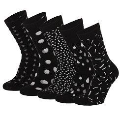 Damen Motivsocke - schwarz - 5er Pack Damen Motivsocke - schwarz - 5er Pack
