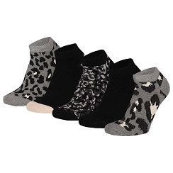 Sneaker Leo-Motiv - schwarz/grau - 5er Pack