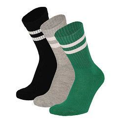 Kinder Sportsocke Gr. 27-42 - Ringel - grün, grau, schwarz - 3 Paar