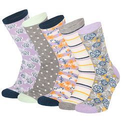 Damen Motivsocke - lila/grau - 5er Pack Damen Motivsocke - lila/grau - 5er Pack
