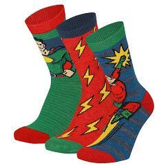 Kinder Socke Gr. 23-38 - Superman - rot/grün -  3 Paar