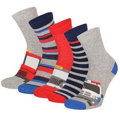 Kinder Socke  Gr. 19-34 - Polizei -rot/grau -  5 Paar