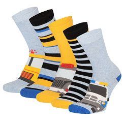 Kinder Socke  Gr. 19-34 - Polizei -hellblau/gelb -  5 Paar