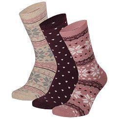 Kinder Vollfrotteesöckchen Gr. 23-38 - Schnee - lila/beige - 3 Paar