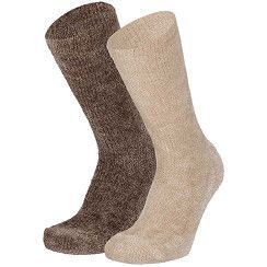 Damen Chenille-Socken mit ABS -  braun/beige - 2er Pack