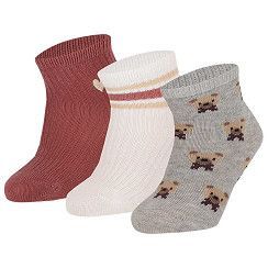 Baby Socken Bärchen - altrosa/grau/weiß - 3 Paar Baby Socken Bärchen - altrosa/grau/weiß - 3 Paar