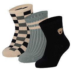 Baby Socken mit Bärchen - mint/ecru/marine - 3 Paar Baby Socken mit Bärchen - mint/ecru/marine - 3 Paar