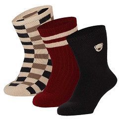 Baby Socken mit Bärchen - braun/beige/rot - 3 Paar